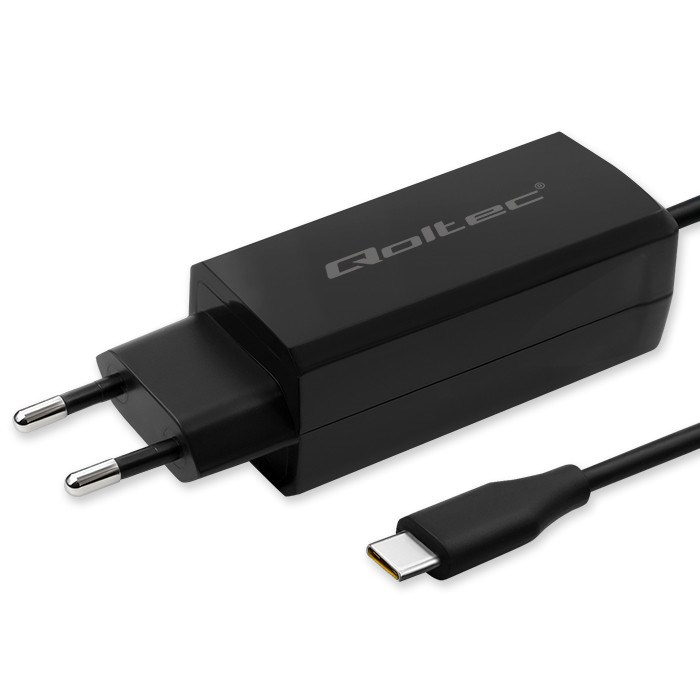 Qoltec 52419 65W GaN Super Fast Charger| 5-20V | 3-3.25A | USB-C 3.1 Black
