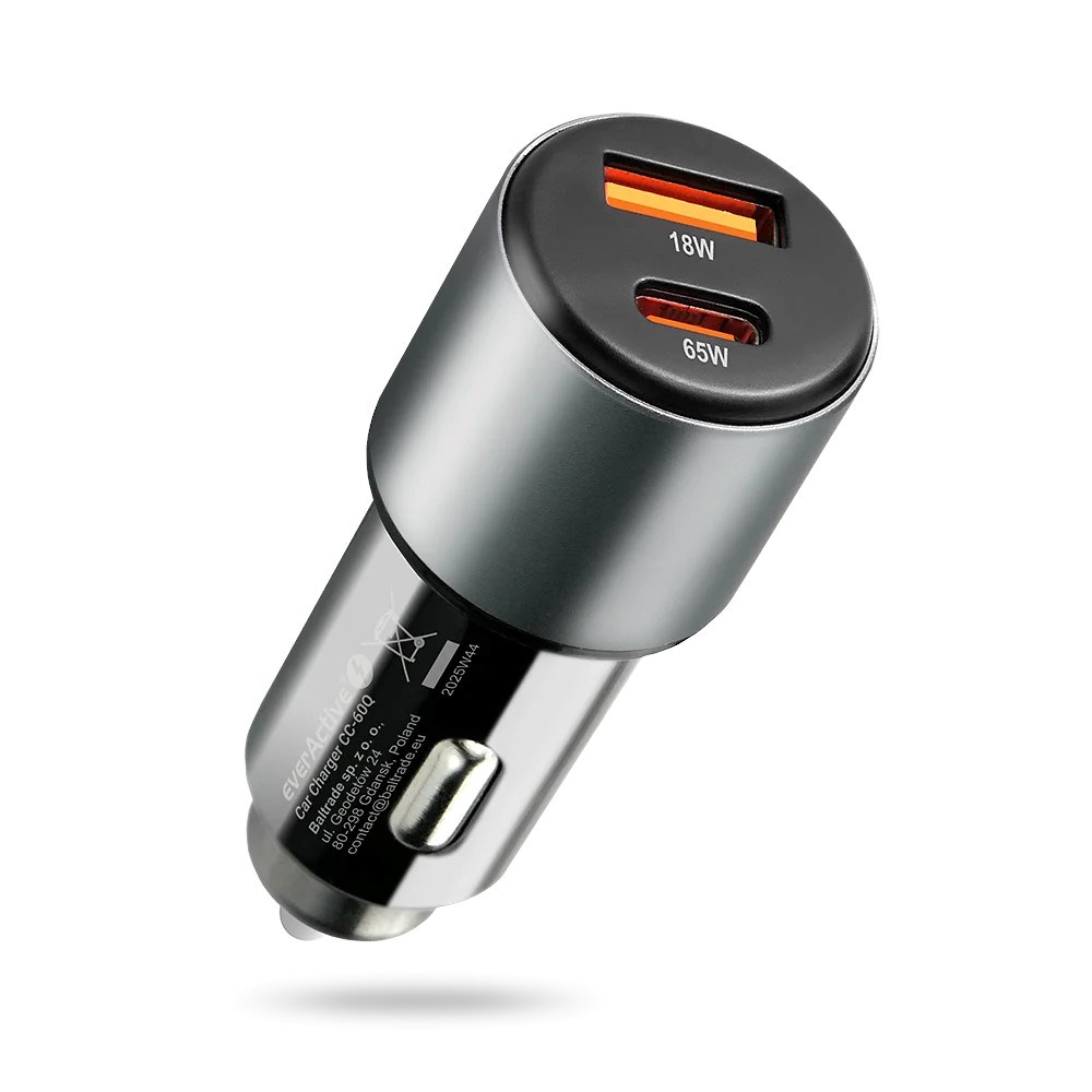 Car charger everActive CC-60Q USB QC3.0 + USB-C PD 83W Black
