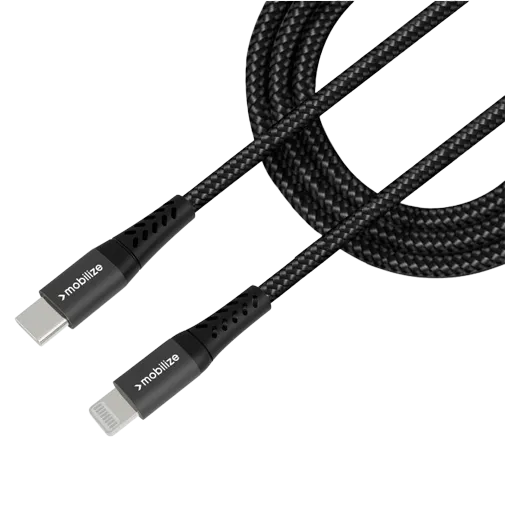 Mobilize USB-C - Lightning Nylon Cable 1 Metre Black