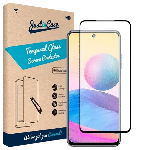 Just in Case Tempered Glass Edge to Edge Screenprotector Black Xiaomi Redmi 10/10 (2022)