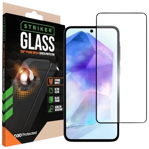 Striker D3O Tempered Glass Edge To Edge Screen Protector Samsung Galaxy A35 5G/A36 5G/A55 5G/A56 5G/S24 FE 5G