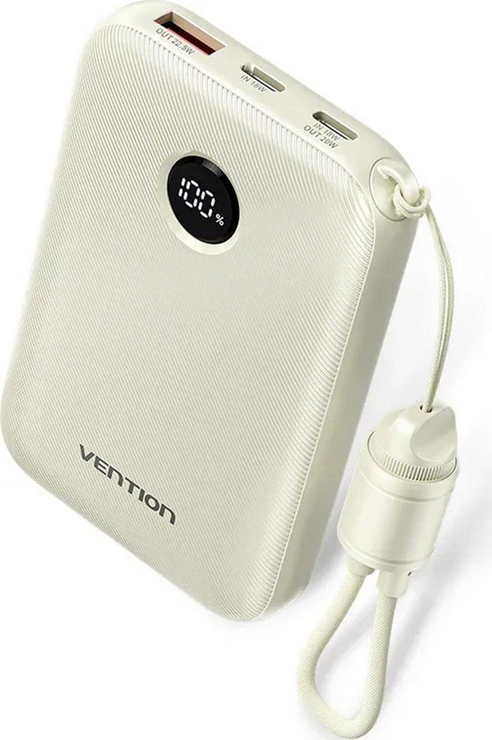 Vention 10000mAh Powerbank 2xUSB-C 1xUSB-A 22.5W, beige FKAN0-C