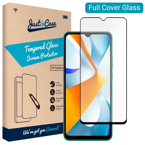 Just in Case Tempered Glass Edge To Edge Screen Protector Black Poco C40