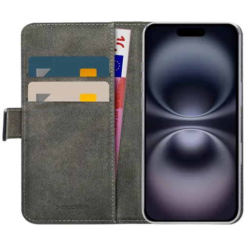 Mobilize Pu-Leather Book Case Black Apple iPhone 16