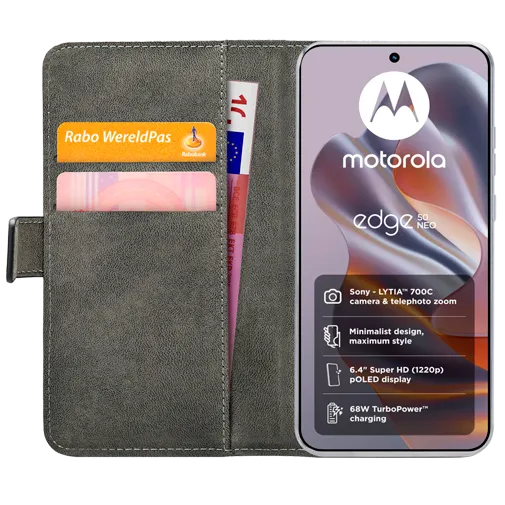 Mobilize Pu-Leather Book Case Black Motorola Edge 50 Neo