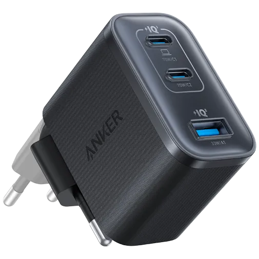 Anker Dual USB-C + USB-A Fast Charger 70W Black