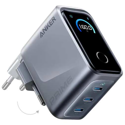 Anker Prime 3-USB-C Fast Charger 160W Silver