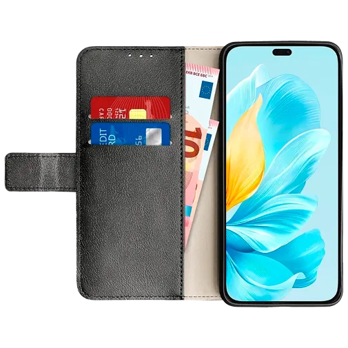 Just in Case Pu-Leather Book Case Black Honor 200 Lite