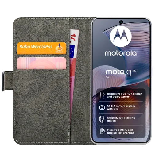 Mobilize Pu-Leather Book Case Black Motorola Moto G55 5G