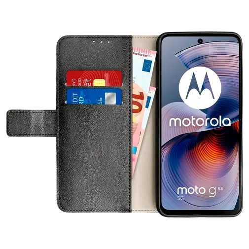 Just in Case Pu-Leather Book Case Black Motorola Moto G55