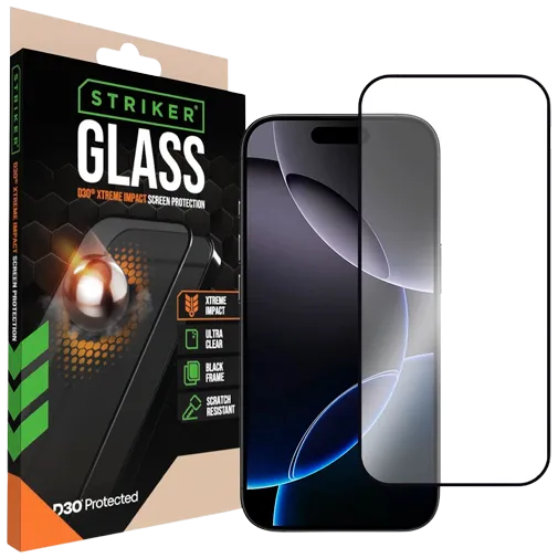 Striker D3O Tempered Glass Edge To Edge Screen Protector Apple iPhone 16/17 Pro
