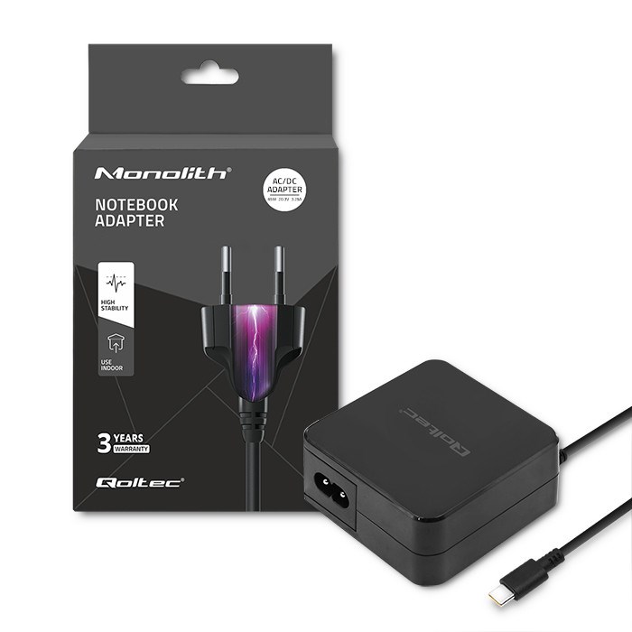 Qoltec 51027 Charger | 65W | 5-20.3V | 2-3.25A | USB type C | PD Black