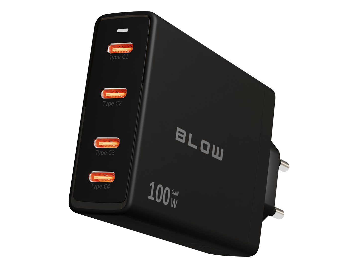 BLOW 76-031# 100 W 4-port USB-C GaN Wall Charger Black