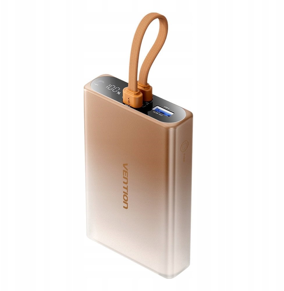 Vention 10000mAh power bank with LED display, USB-C + Lightning + USB-A, 22.5W (copper) FHZJ0