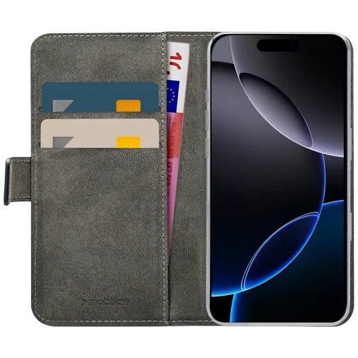 Mobilize Pu-Leather Book Case Black Apple iPhone 16 Pro