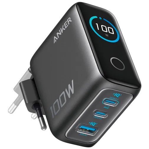 Anker Dual USB-C + USB-A Fast Charger 100W Black + Cable