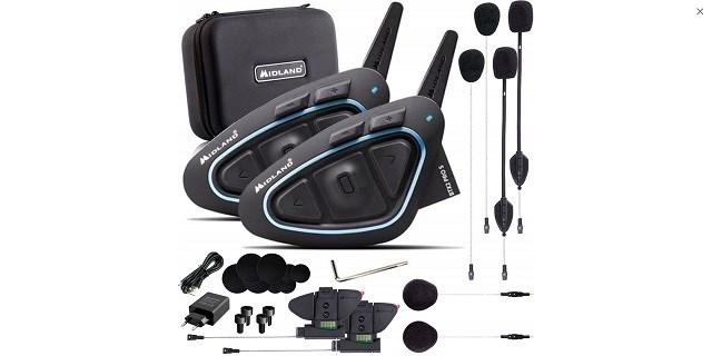 Motorbike Intercom Midland BTX2 PRO S LR-TWIN Black Wireless