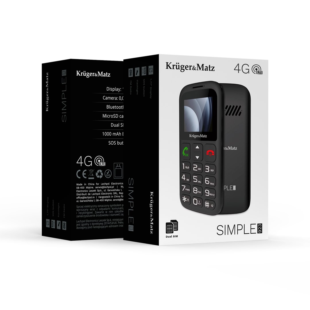 Kruger & Matz Simple 923 4G Senior Feature Phone Black (KM0923-4G)