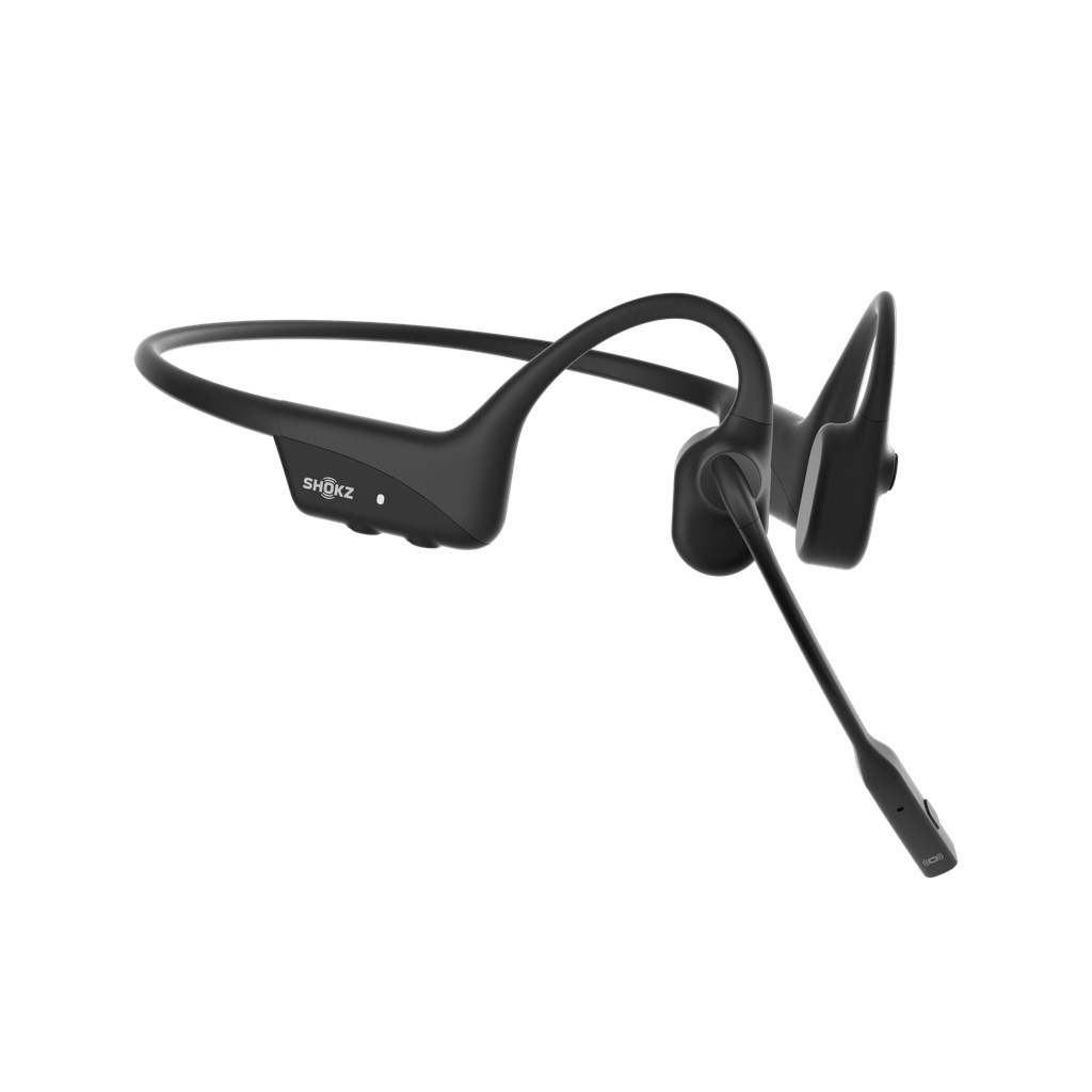 SHOKZ OpenComm2 2025 Upgrade Wireless Bluetooth Bone Conduction Videoconferencing Headset with USB-C Charging Port C120-AN-BK-EU Black Ear hook