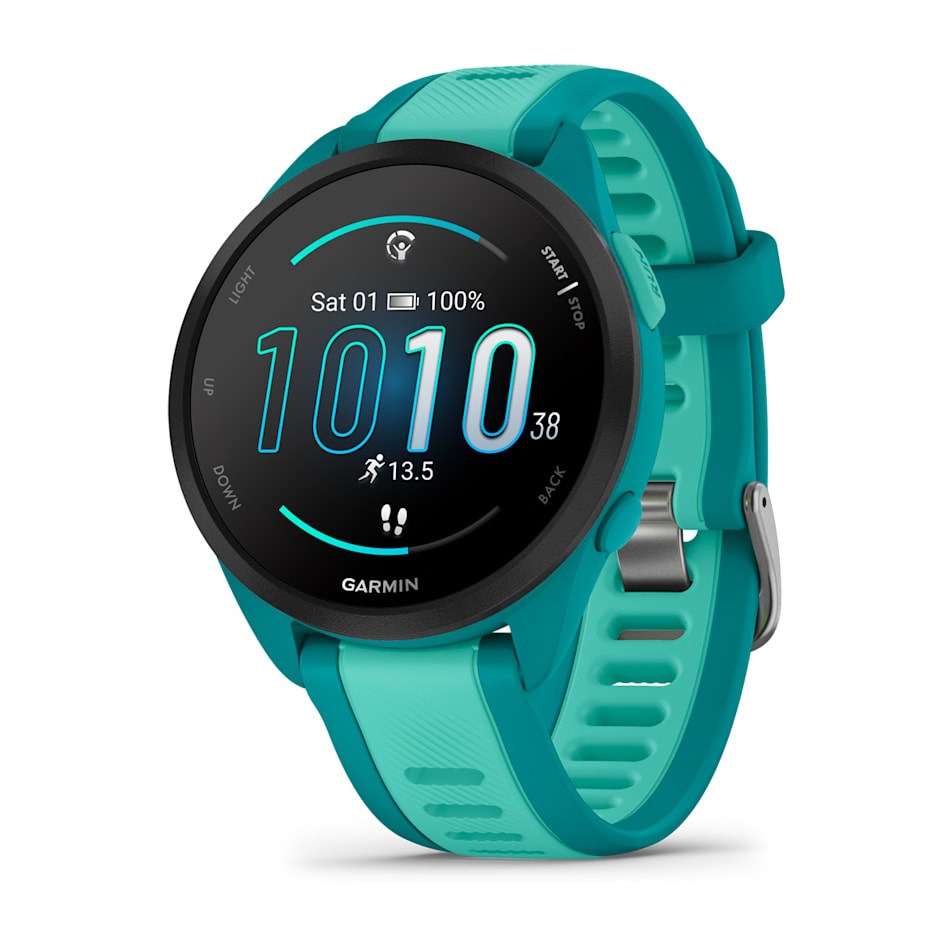 Garmin Forerunner 165 Music 3.05 cm (1.2") AMOLED 43 mm Digital 390 x 390 pixels Touchscreen Turquoise GPS (satellite) 010-02863-32 1.2 in