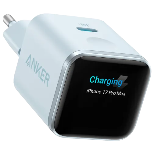 Anker Nano USB-C Fast Charger 45W with Display Light Blue