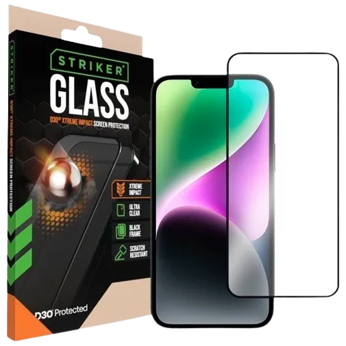 Striker D3O Tempered Glass Edge To Edge Screen Protector Apple iPhone 13/13 Pro/14/16e/17e