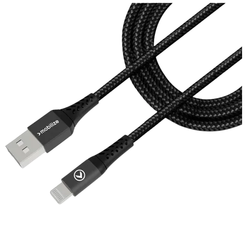 Mobilize USB - Lightning Nylon Cable 1 Metre Black