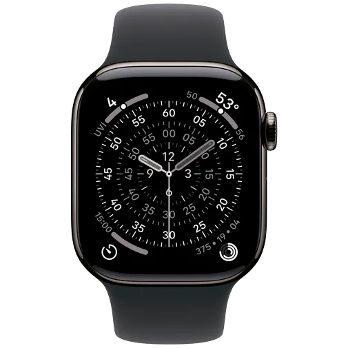 Apple Watch Series 11 42mm 5G Leisteen Titanium (Black Rubber Strap S/M)