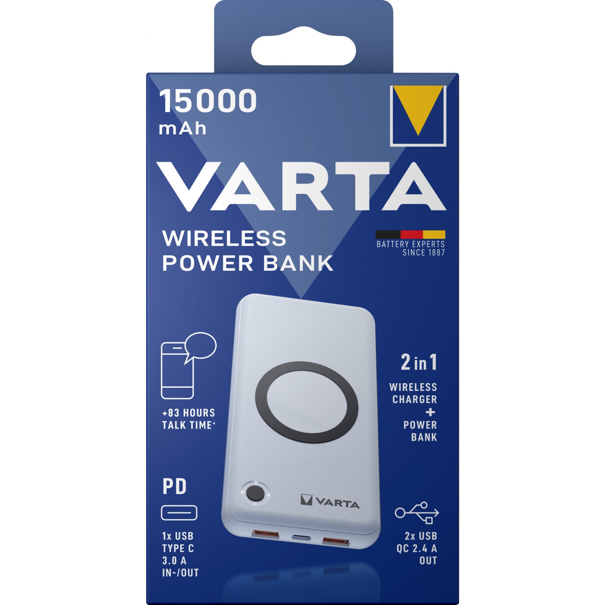VARTA Wireless 15.000 Power bank 55.5 Wh 57908101111