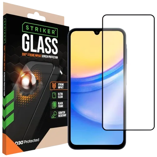 Striker D3O Tempered Glass Edge To Edge Screen Protector Samsung Galaxy A15 4G/5G
