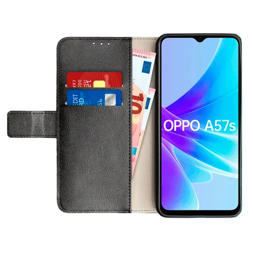 Just in Case Pu-Leather Book Case Black OPPO A57s