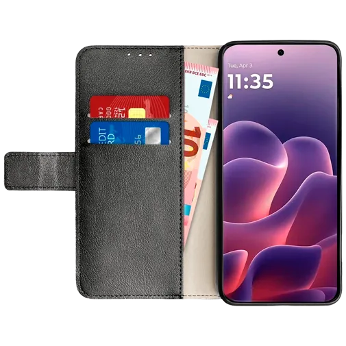 Just in Case PU-Leather Book Case Black Motorola Edge 70 Fusion