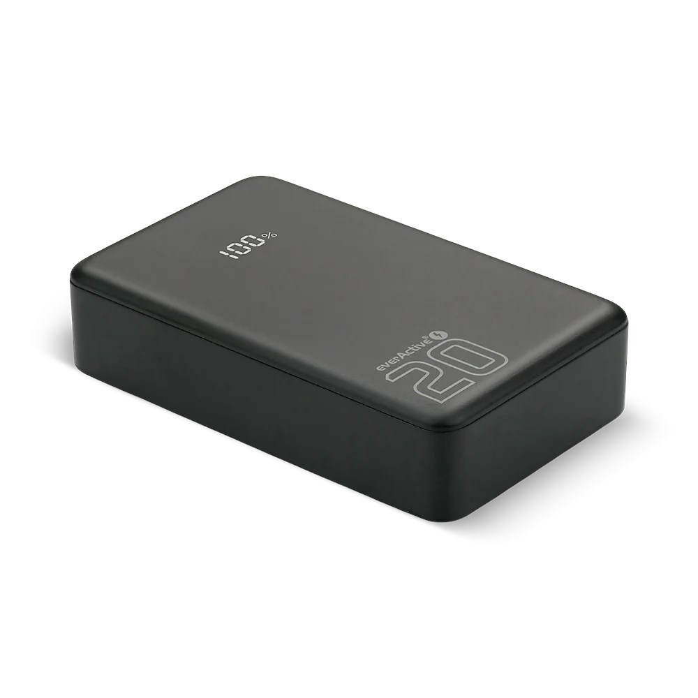 everActive Powerbank 20 000mAh, 1x USB, 2x USB-C, 20W, QC4+, LCD screen, black EB-22QB