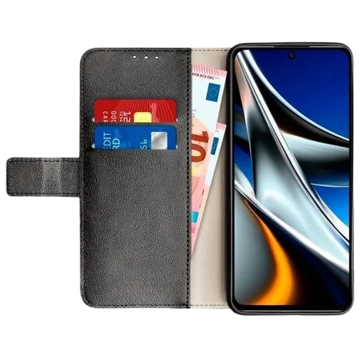 Just in Case PU-leather Book Case Black Poco X4 Pro