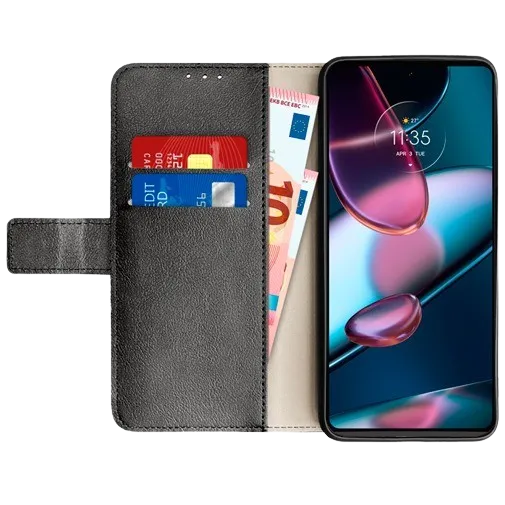 Just in Case PU-leather Book Case Black Motorola Edge 30 Pro