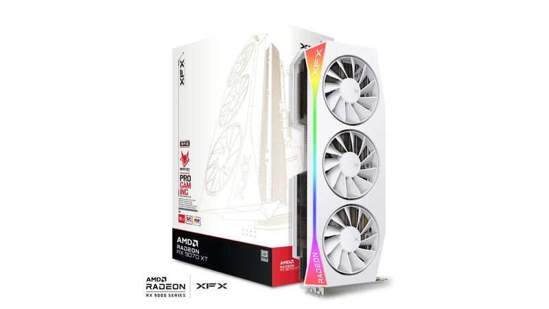 Graphics card. XFX Mercury RX 9070XT OC White G RGB 16 RX-97TRGBBW9
