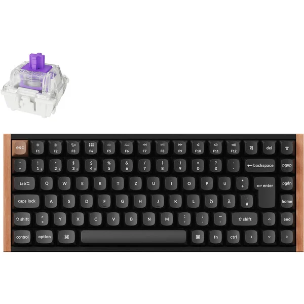 Keychron K2 HE Gaming keyboard Black/Wood Wireless German (DE)
