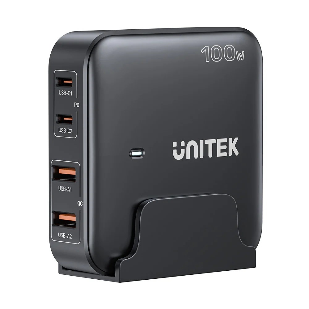 GaN network charger - Unitek P1229ABK01-EU | 100W 2x USB-C 2x USB-A Black