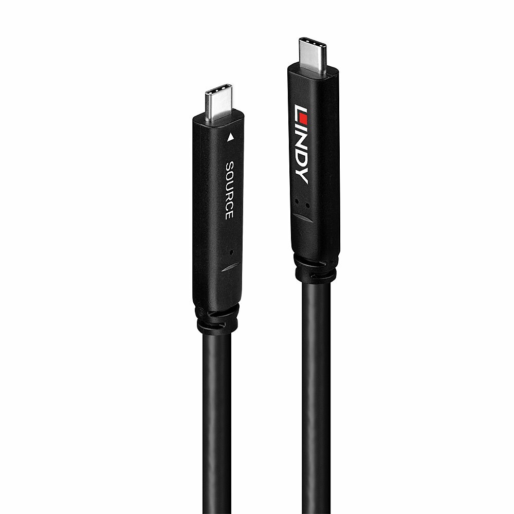 Lindy USB 3.2 Gen 2 and DP 1.4 Type-C hybrid Extension cable Black Data cable USB-C male 15 m 43399