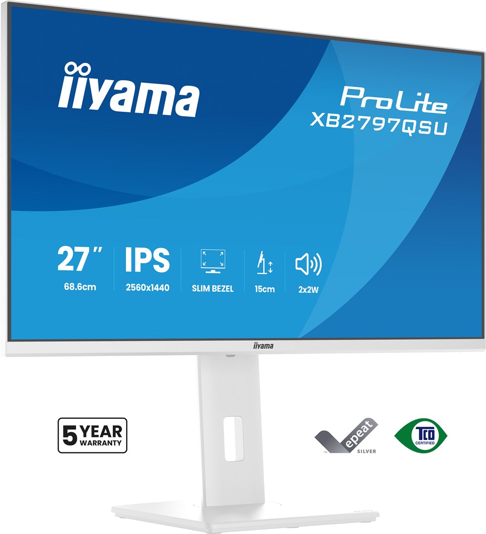 iiyama ProLite XB2797QSU-W1 LED monitor HDMI 1.4 x2 / DisplayPort 1.2 x1 27 in 2560x1440 IPS 75 Hz
