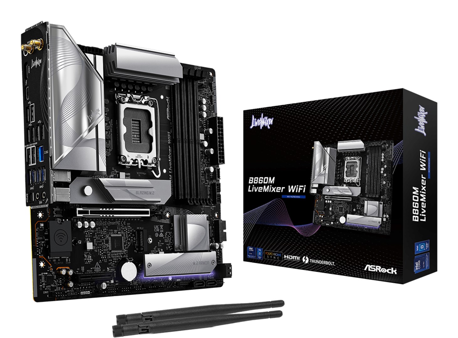 ASRock B860M LiveMixer WiFi Motherboard 90-MXBRT0-A0UAYZ