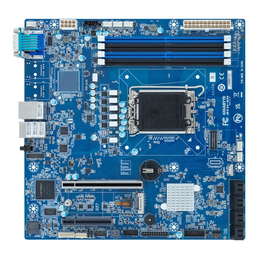 Motherboard - Gigabyte MX34-BS0 1x LGA 1700 Intel® Xeon® E-2400 / 6300 Intel® Pentium® Gold G7400 / G7400T Intel® C262 9MX34BS0MR-000 DDR5 Intel C262