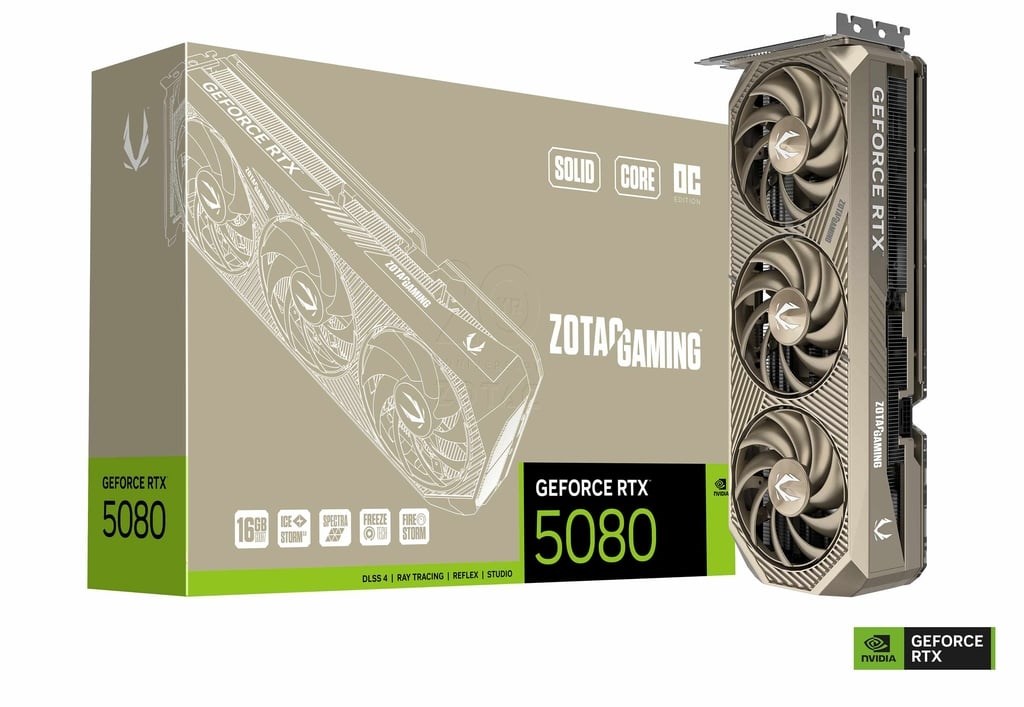 ZOTAC GAMING GeForce RTX 5080 SOLID Core OC 20th Anniversary Edition Graphics Card 16 GB