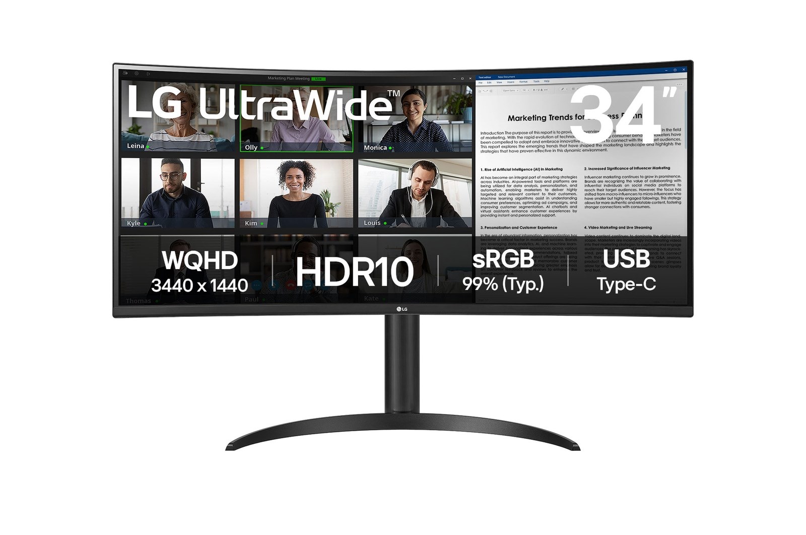 LG 34WR50QK-B LED monitor 34WR50QK-B.AEU
