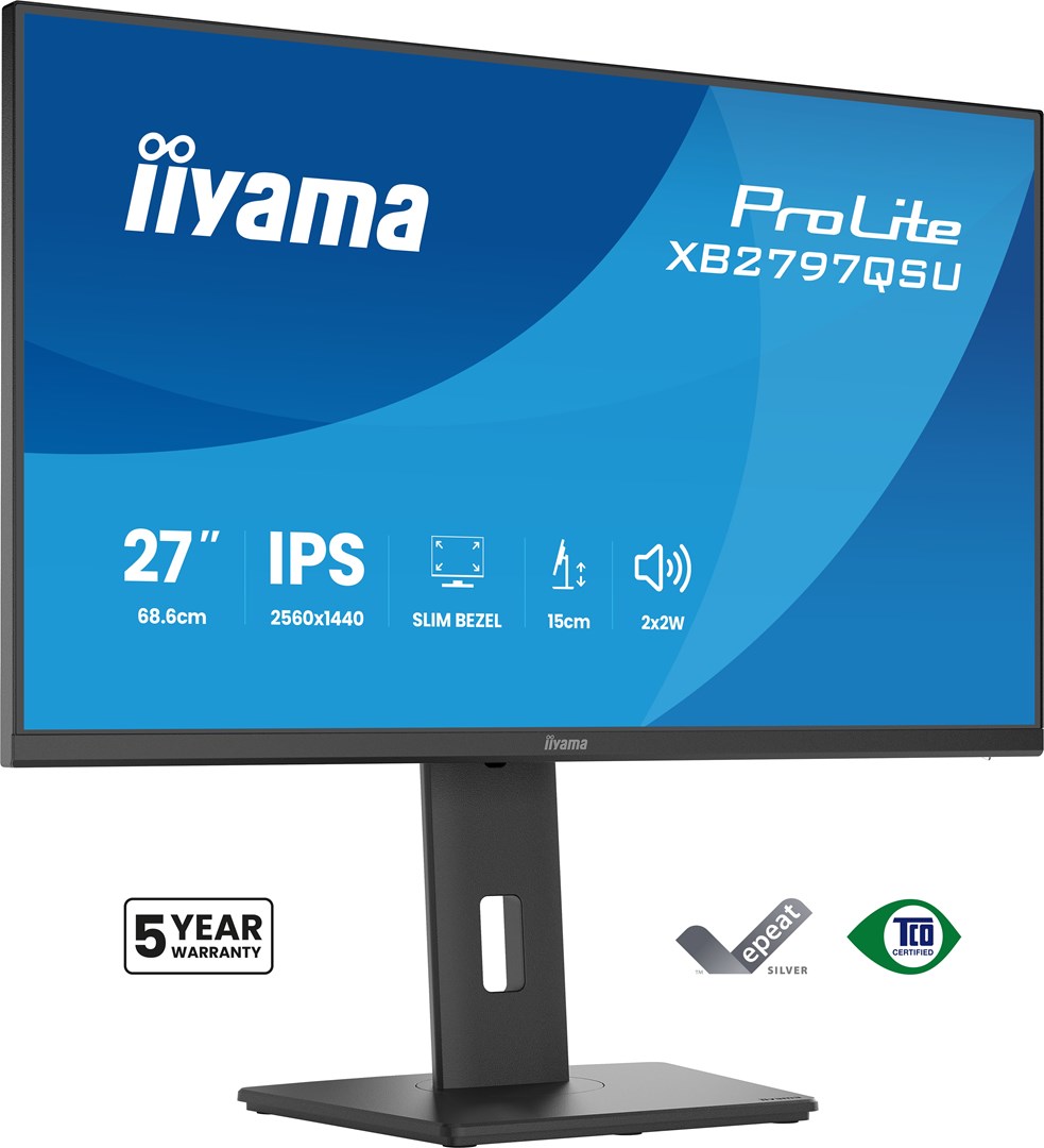 iiyama ProLite XB2797QSU-B1 LED monitor HDMI 1.4 x2 / DisplayPort 1.2 x1 27 in 2560x1440 IPS 75 Hz