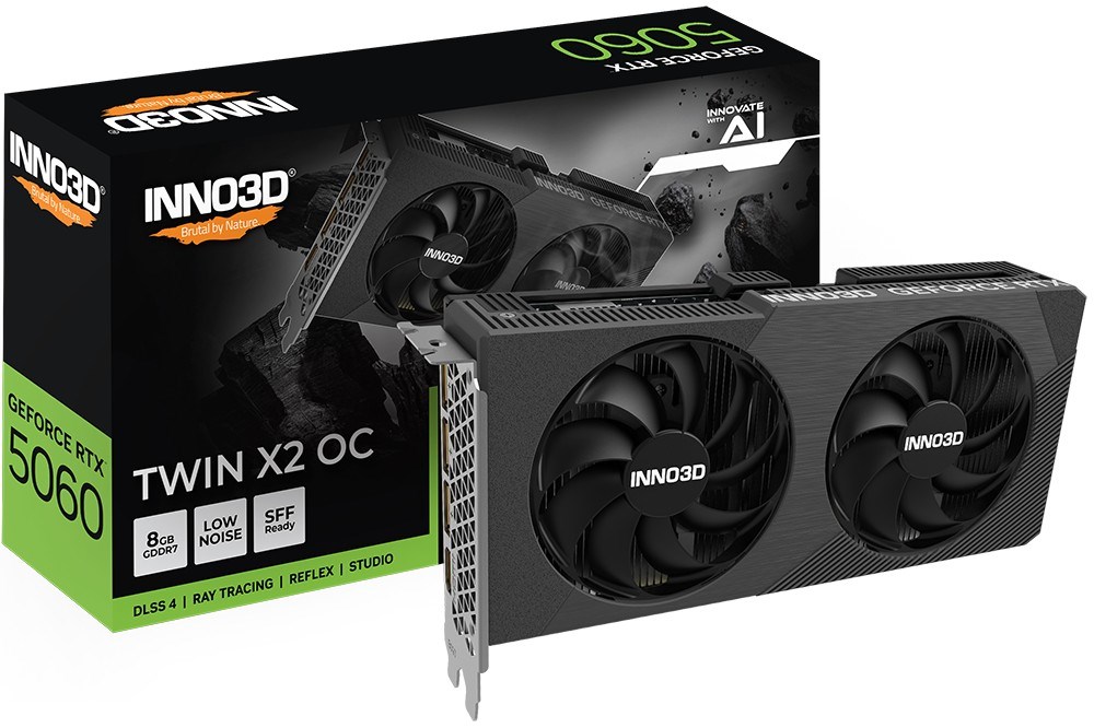 INNO3D RTX 5060 Twin X2 OC 8GB graphics card N50602-08D7X-195071N 8 GeForce RTX 5060 NVIDIA GDDR7