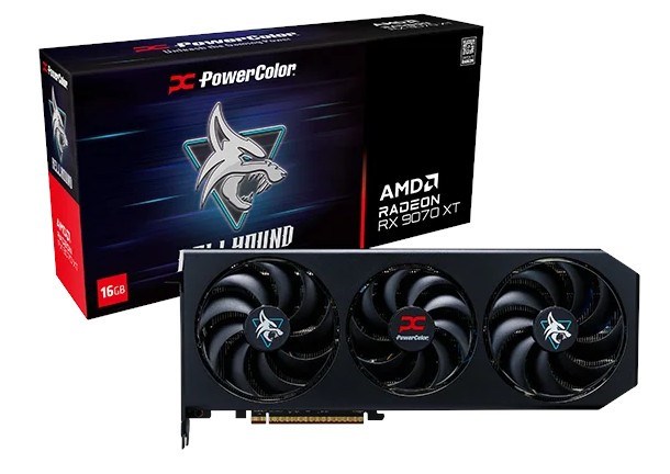 Graphics card. PowerColor Hellhound RX9070XT 16G-L/OC Black 16 Radeon RX 9070 XT AMD GDDR6