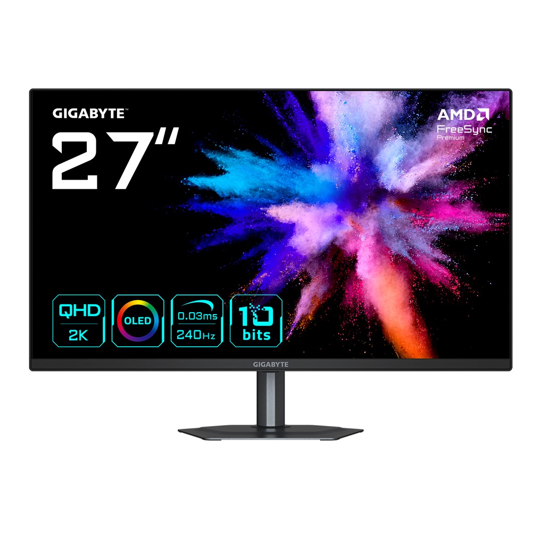GIGABYTE GO27Q24 27” OLED 2K QHD Gaming Monitor - 2560 x 1440, 240Hz, 0.03ms, 400 cd/m², FreeSync Premium, HDMI 2.0, Displayport 1.4 GO27Q24 EK