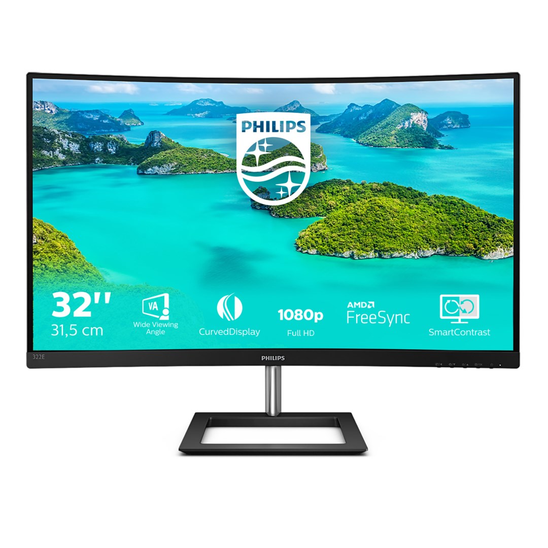 Philips E Line 322E1C/00 LED display 80 cm (31.5") 1920 x 1080 pixels Full HD LCD Black VA 75 Hz 1920x1080