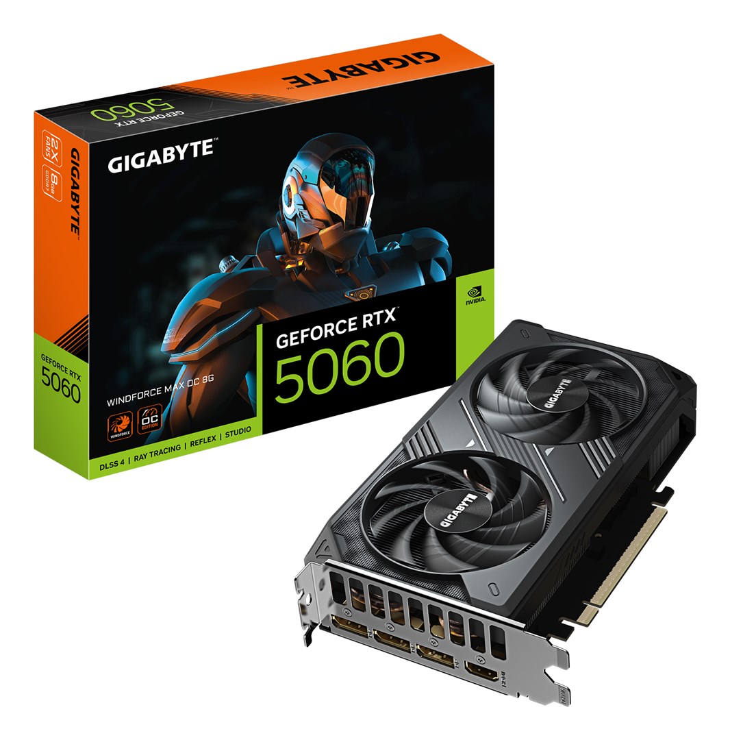 Gigabyte GeForce RTX 5060 WINDFORCE MAX OC 8GB (GV-N5060WF2MAX OC-8GD) - Graphics Card Black 8 NVIDIA GDDR7